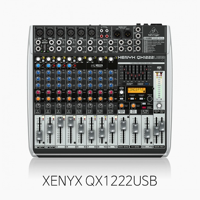 [베링거] XENYX QX1222USB, 아날로그 오디오믹서/ 16입력 2/2버스/ FX/ 콤프/ 무선MIC옵션/ 오디오인터페이스