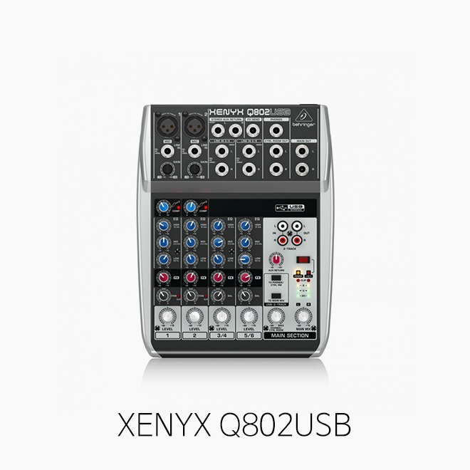 [베링거] XENYX Q802USB, 아날로그 오디오믹서/ 8입력 2버스/ 콤프/ 오디오인터페이스