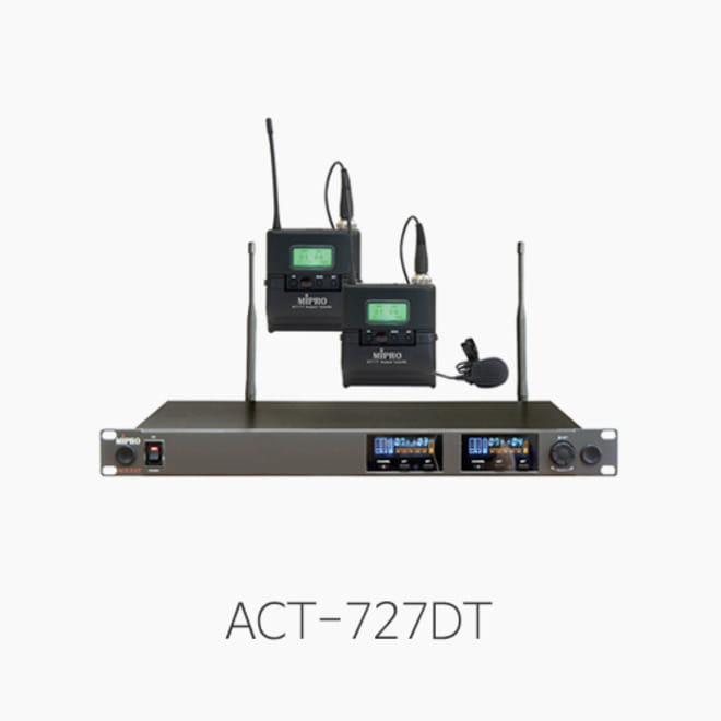 [MIPRO] ACT-727DT, 프로페셔널 2채널 무선시스템/ 듀얼 핀마이크 세트/ 900MHz