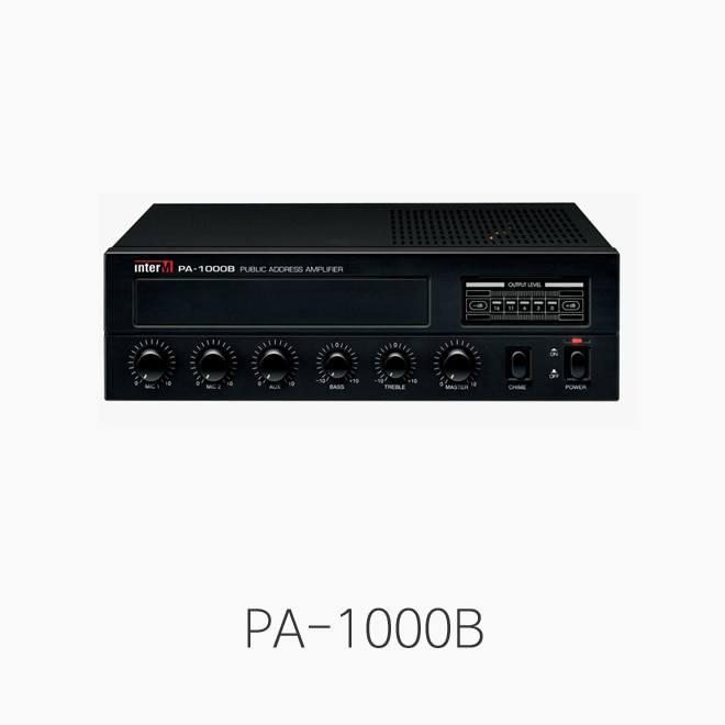 [인터엠] PA-1000B, 소형 PA 믹싱앰프/ 마이크 2채널 입력/ 스테레오 1채널 입력/ 정격출력 30W