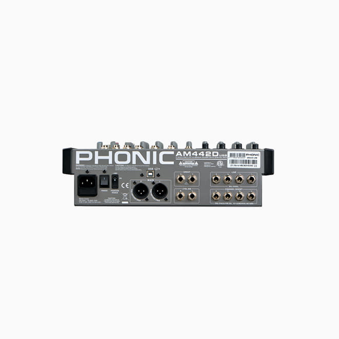 [PHONIC] AM442D USB, 콤팩트믹서/ 마이크 4채널, 라인 4스테레오 입력/ 2그룹 출력/ DFX &amp; USB/ 랙마운트 제공