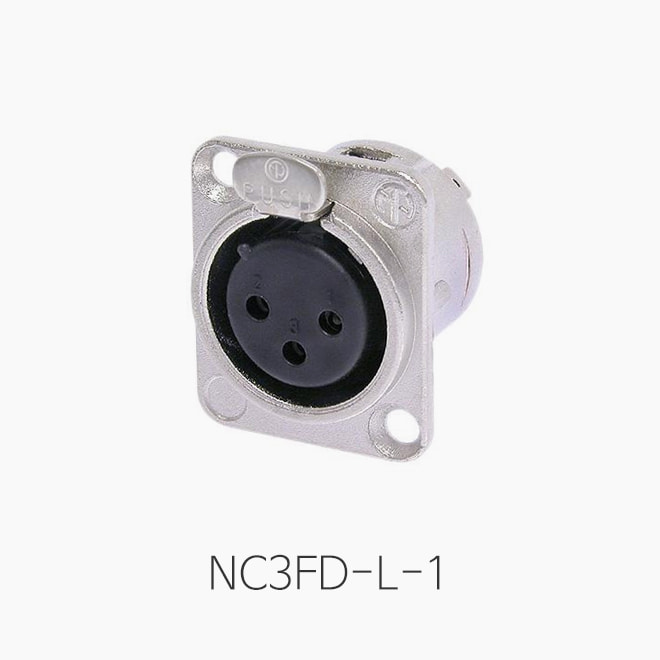[뉴트릭] NC3FD-L-1, XLR 샤시용 커넥터/ 판넬용(암)/ 정사각