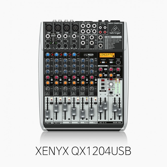 [베링거] XENYX QX1204USB, 아날로그 오디오믹서/ 12입력 2/2버스/ FX/ 콤프/ 무선Mic옵션/ 오디오인터페이스
