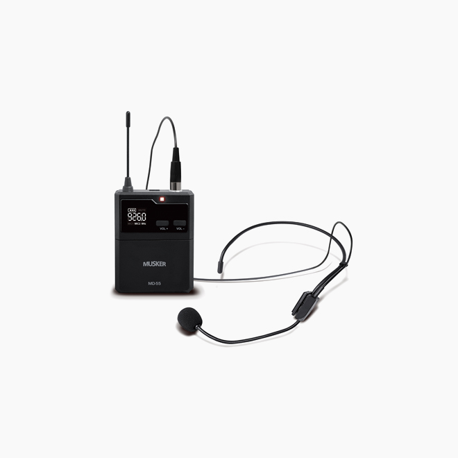 [MUSKER] MW-55HD, 2채널 핸드 + 헤드셋 무선마이크 세트/  초소형 충전식 수신기